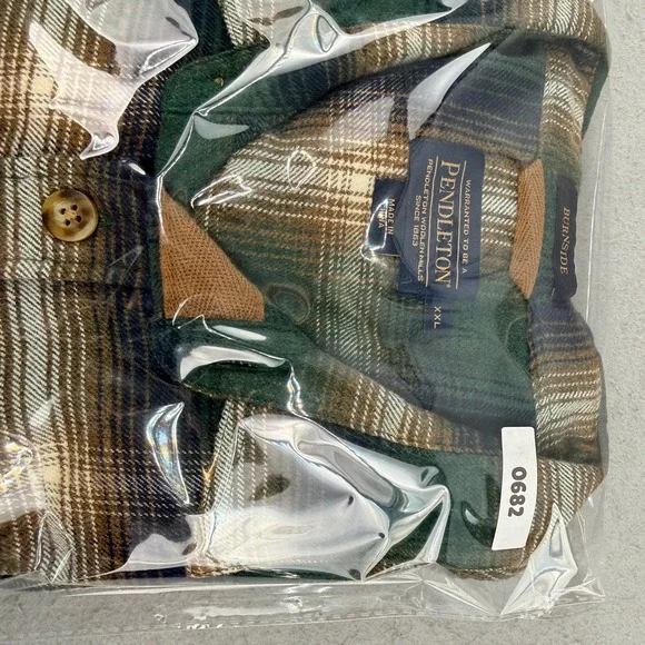 Pendleton Burnside Mens XXL Green Plaid Flannel Button Down Shirt 100% Cotton - Picture 11 of 11